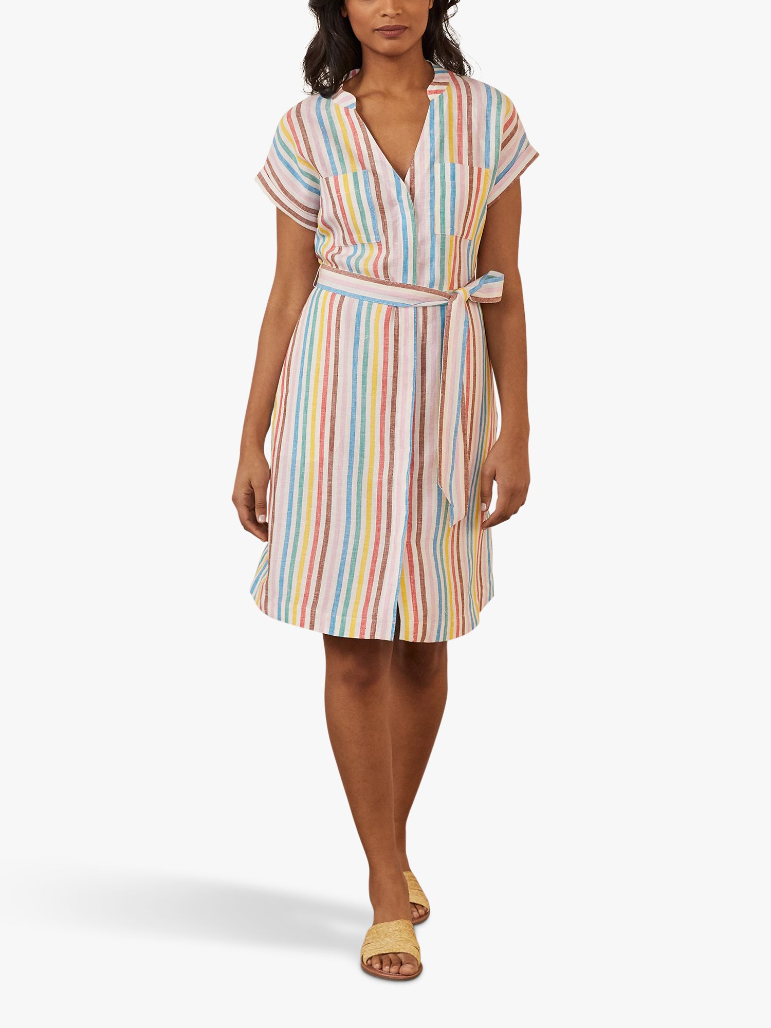 Boden Evie Striped Linen Shirt Dress, Multi at John Lewis & Partners