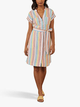 Boden Evie Striped Linen Shirt Dress, Multi