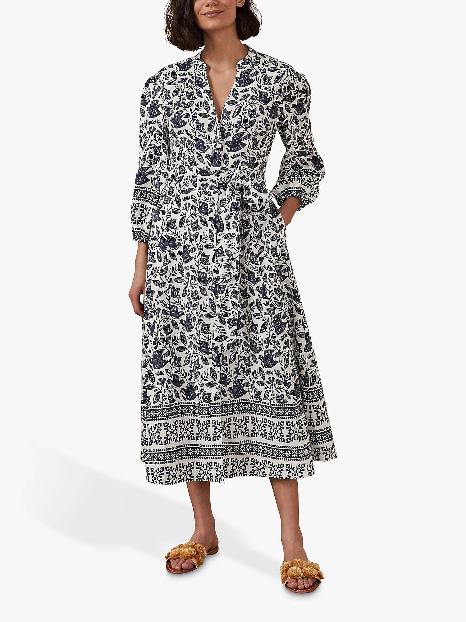 Buy Boden Addie Meadow Flight Print Midi Dress, Multi Online at johnlewis.com