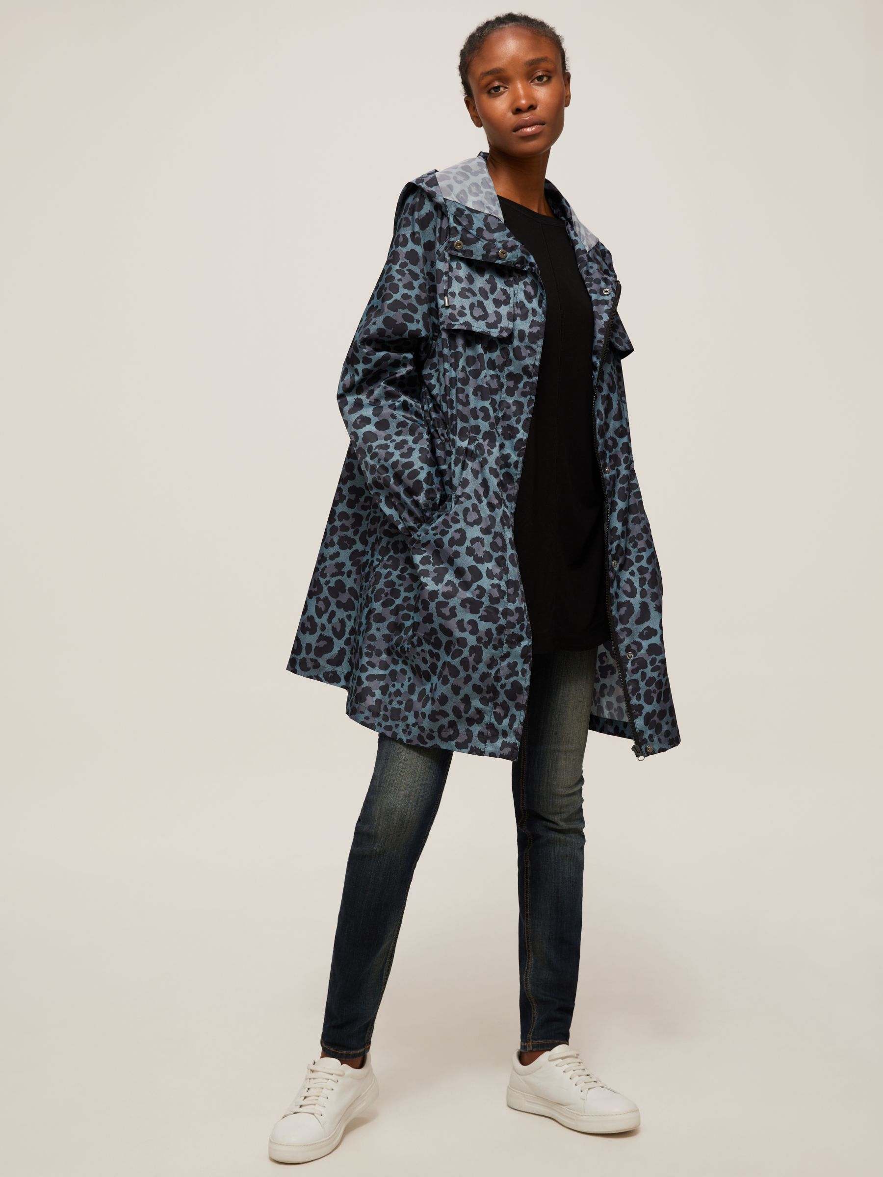 AND/OR JoJo Leopard Print Rain Mac, Grey