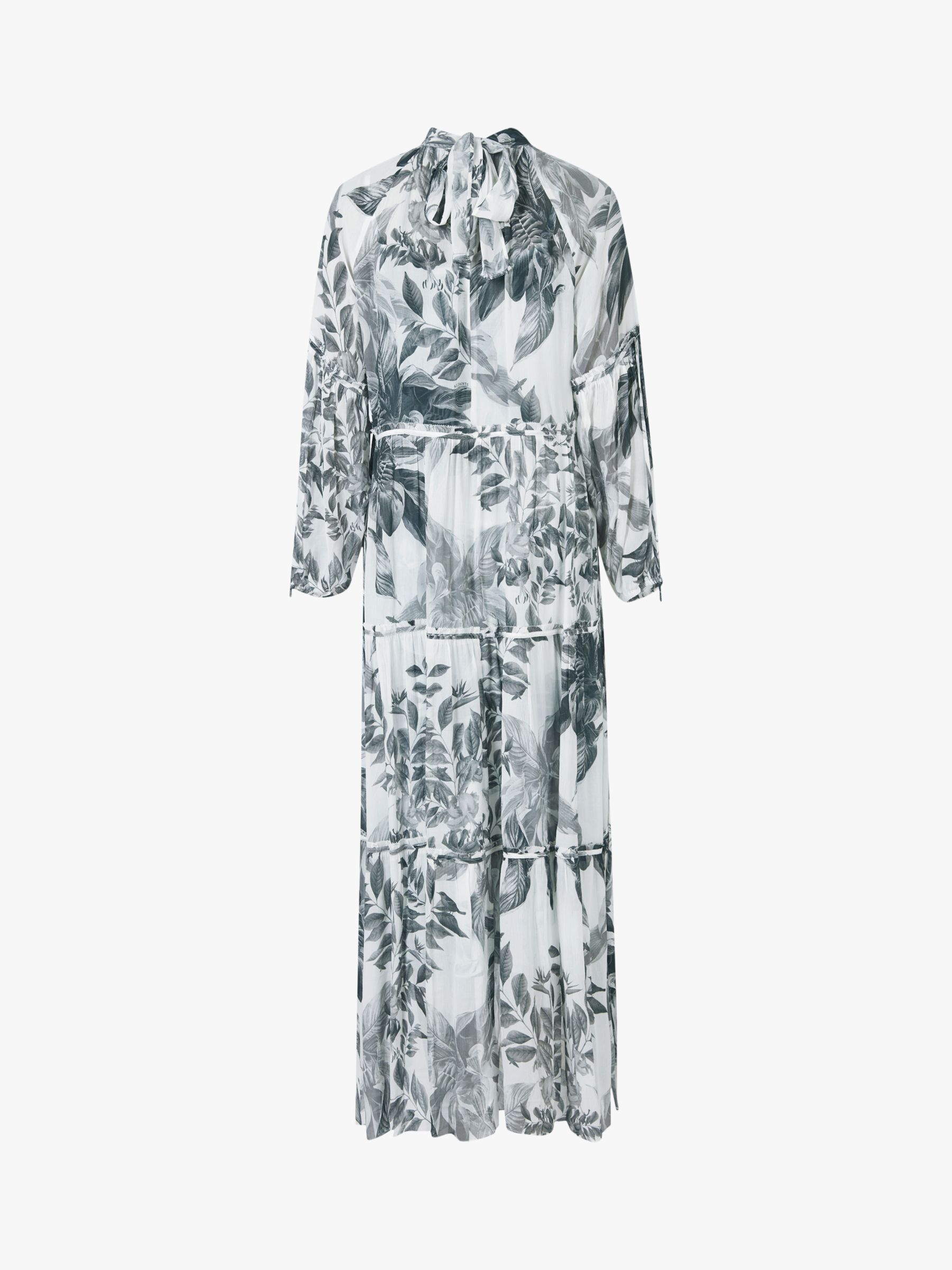 Buy AllSaints Eimear Tiered Floral Print Dress, White Online at johnlewis.com