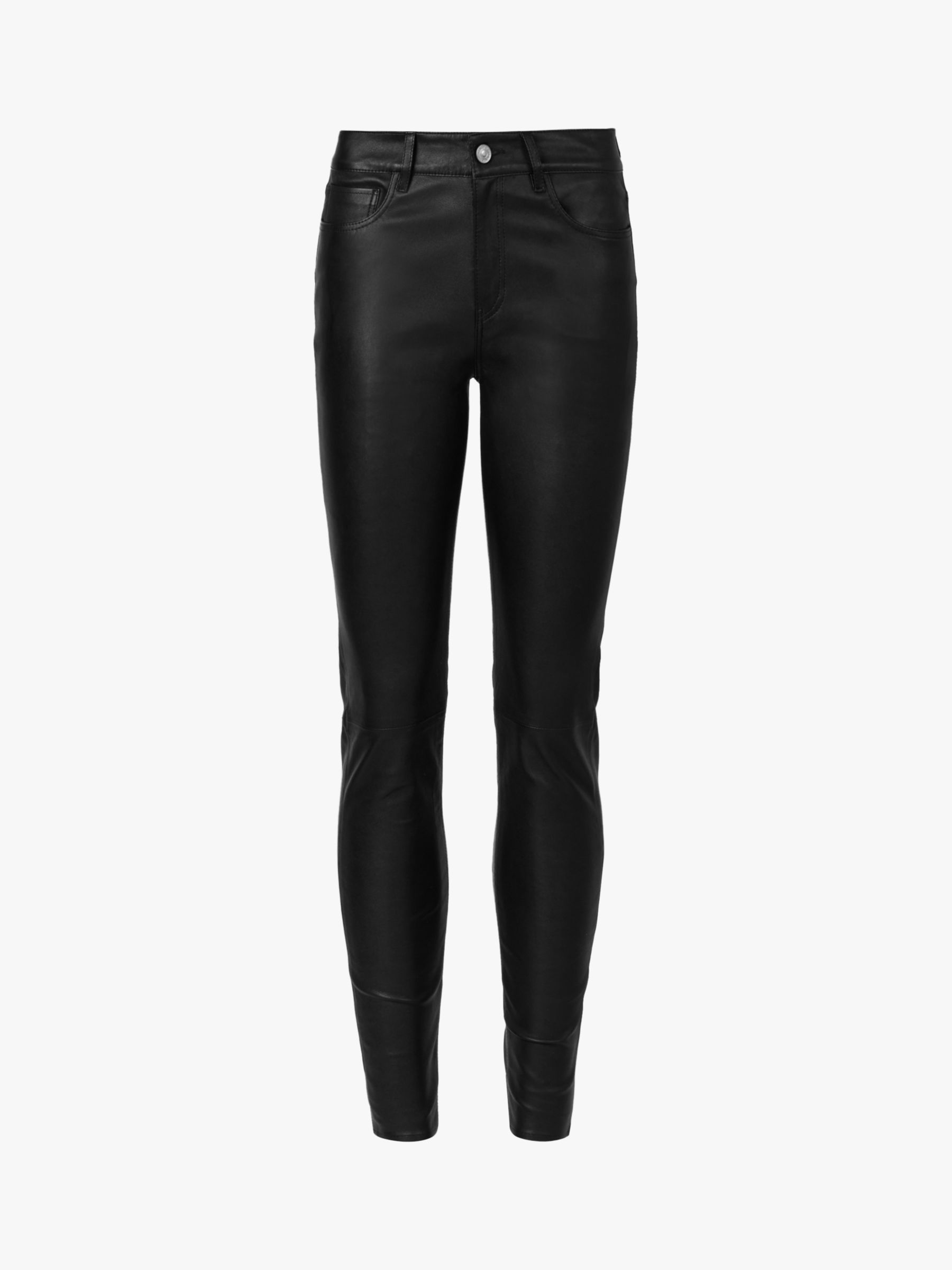 AllSaints Ina Leather Trousers, Black, 6