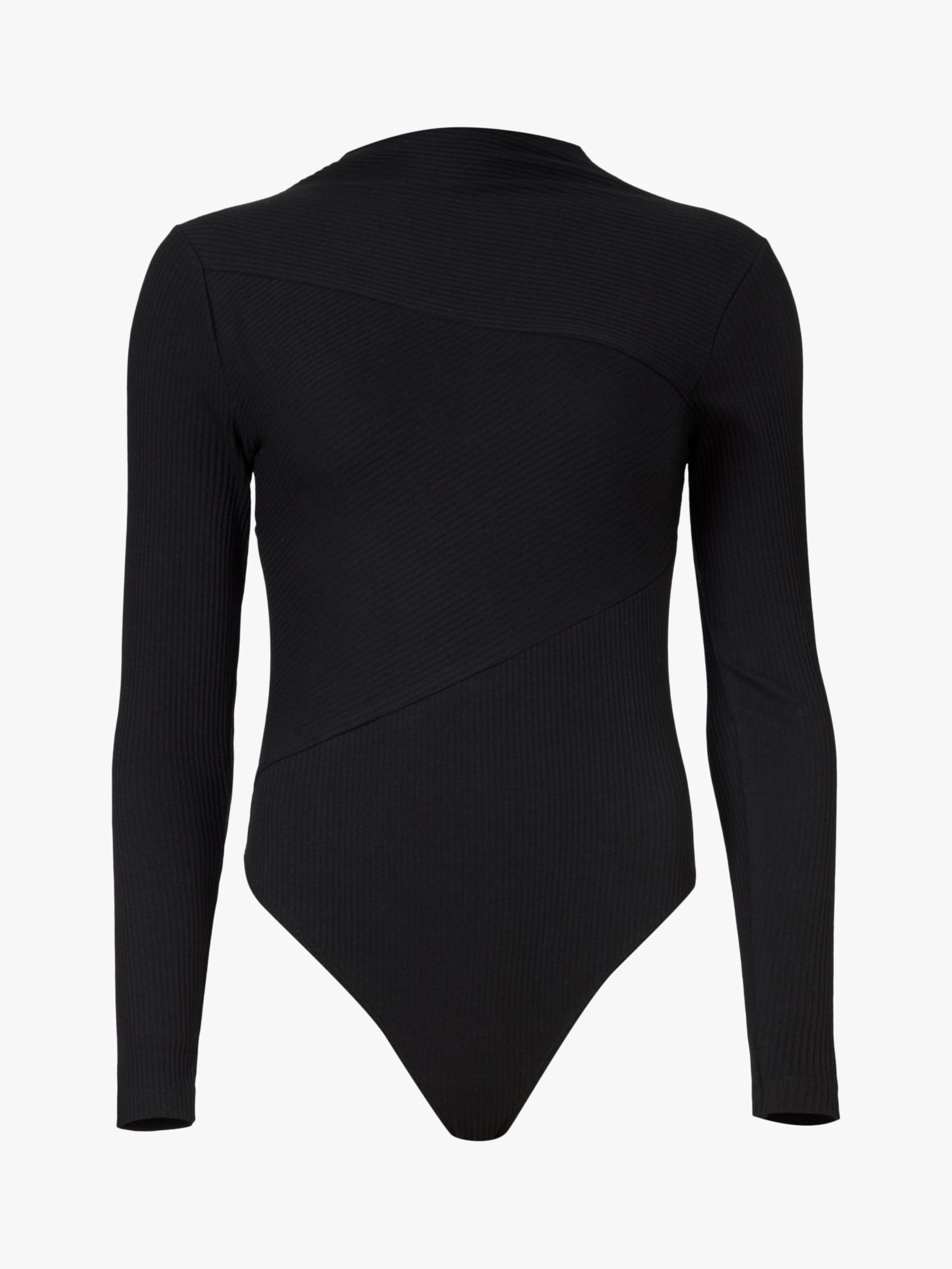 AllSaints Gia Long Sleeved Bodysuit, Black at John Lewis & Partners