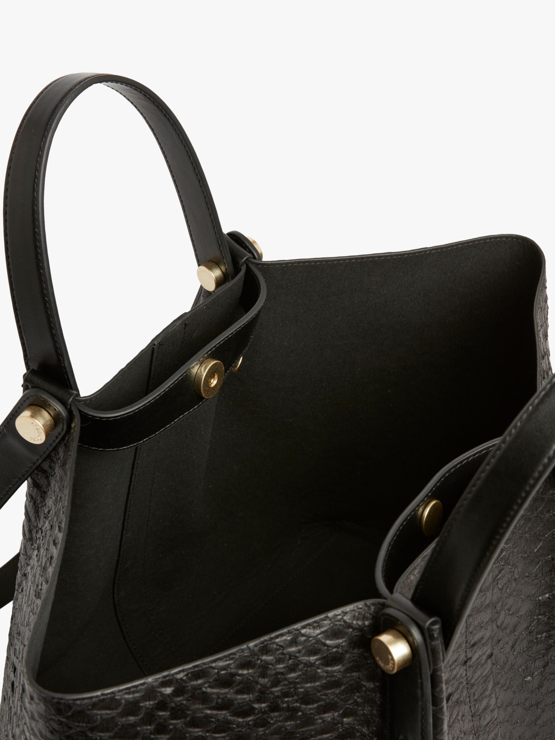 Allsaints Allington Leather East West Tote Bag Black Python At John Lewis And Partners 8229