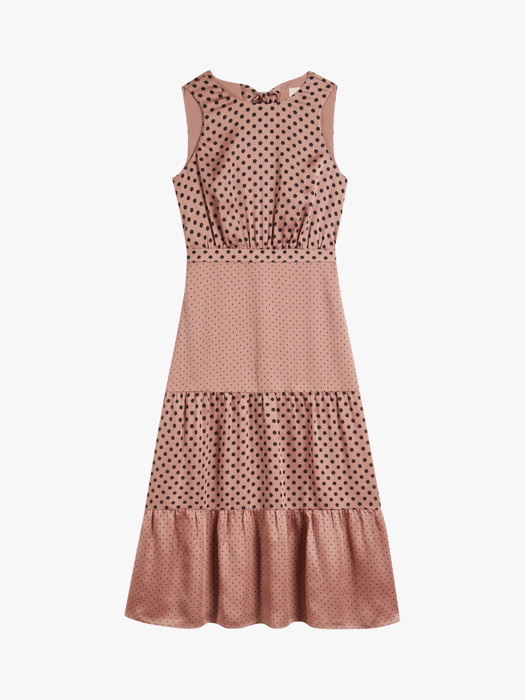 Ted Baker Izzie Polka Dot Tiered Midi Dress, Dusty Pink