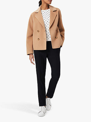 Hobbs Rosanna Wool Rich Relaxed Double Breasted Jacket, Camel
