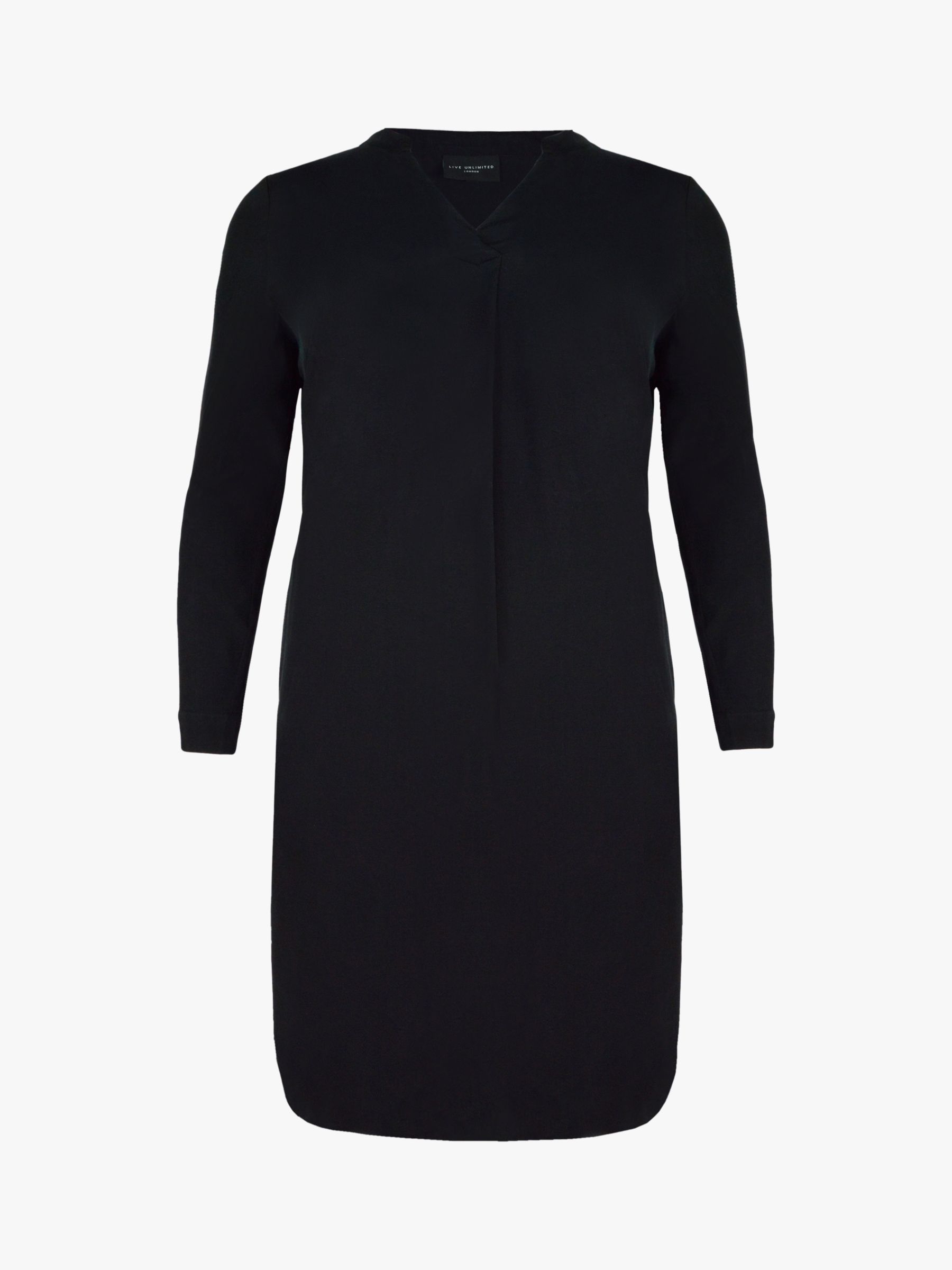 Live Unlimited Long Sleeve Cupro Dress, Black at John Lewis & Partners