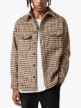 AllSaints Tierra Long Sleeve Abstract Check Shirt, Ecru/Brown