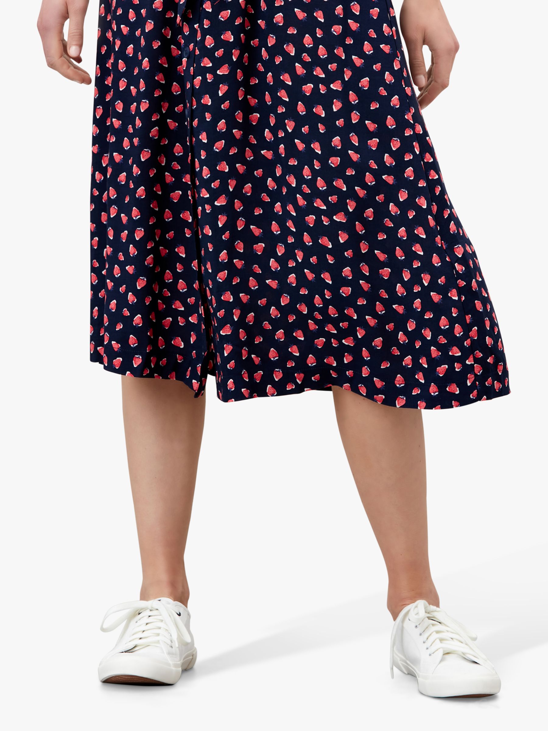 Joules Yasmine Fruit Print Midi Dress, Navy Strawberry at John Lewis