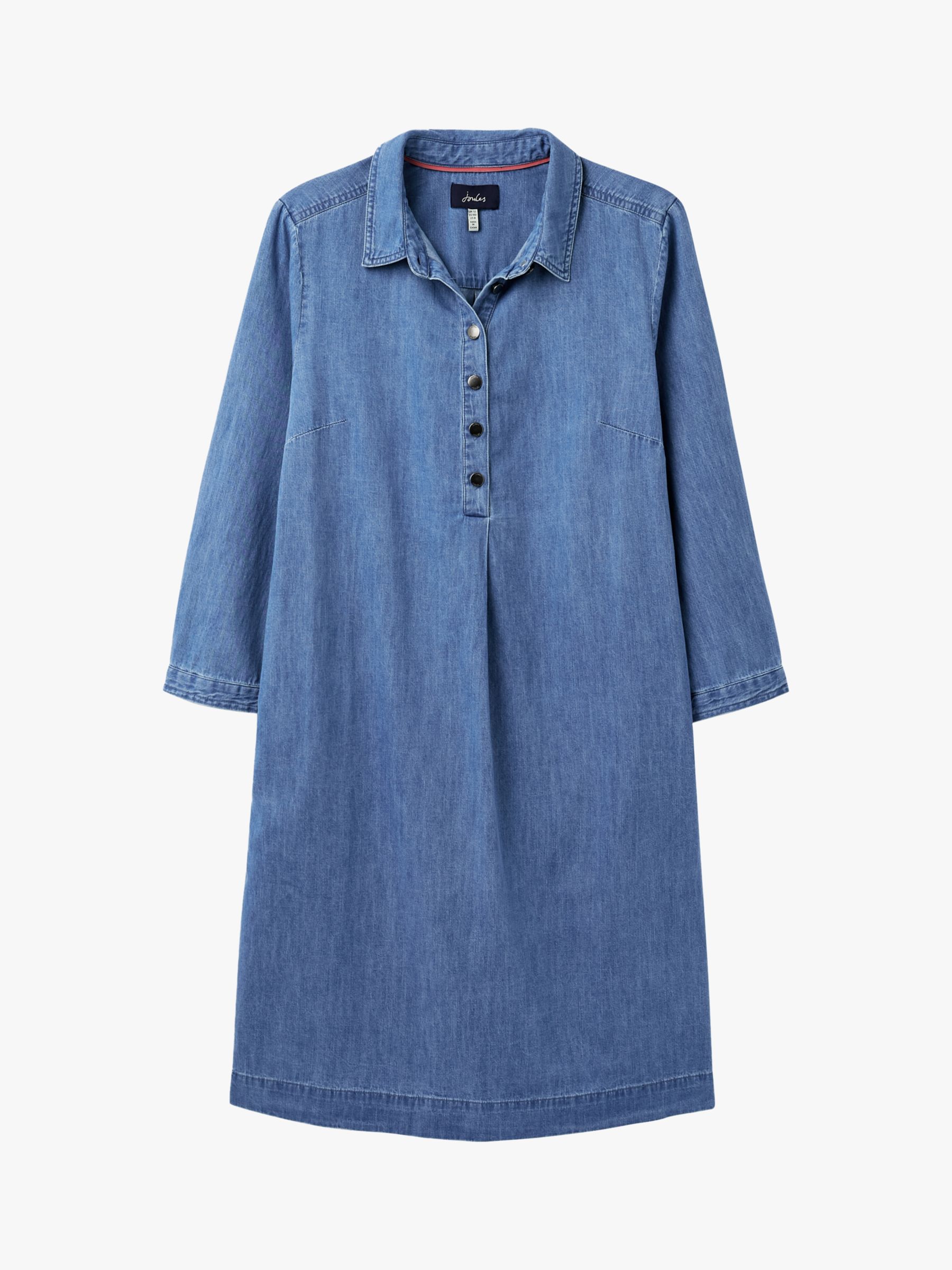 Joules Stella Denim Mini Shirt Dress, Light Blue at John Lewis & Partners