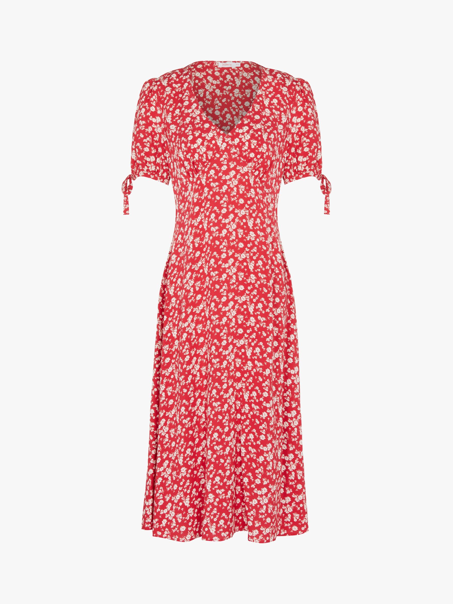 Finery Claire Ditsy Floral Print Dress, Red/Ivory