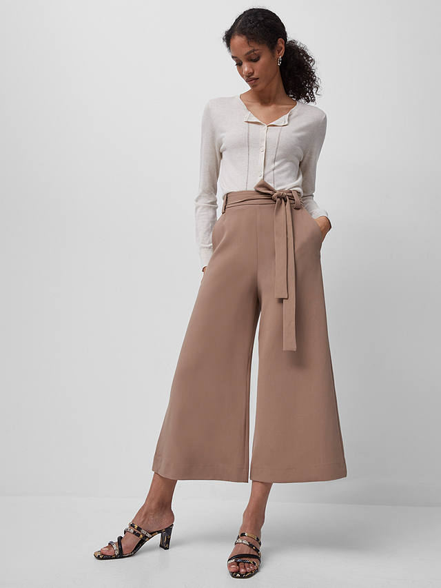 French Connection Whisper Belted Culottes, Mocha Mousse