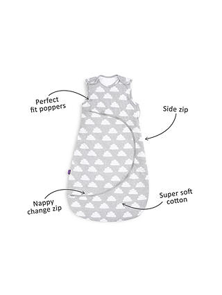 Snüz Cloud Baby Sleeping Bag, 2.5 Tog, Grey/White, 0-6 months
