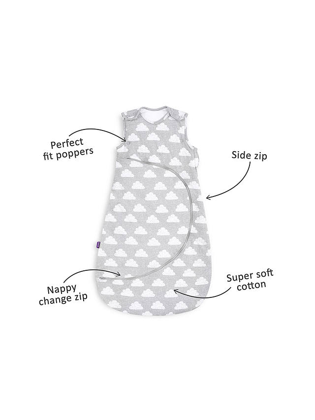 Snüz Cloud Baby Sleeping Bag, 2.5 Tog, Grey/White, 0-6 months