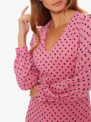 Gina Bacconi Daniella Spot Print Shift Dress, Pink/Black at John Lewis ...