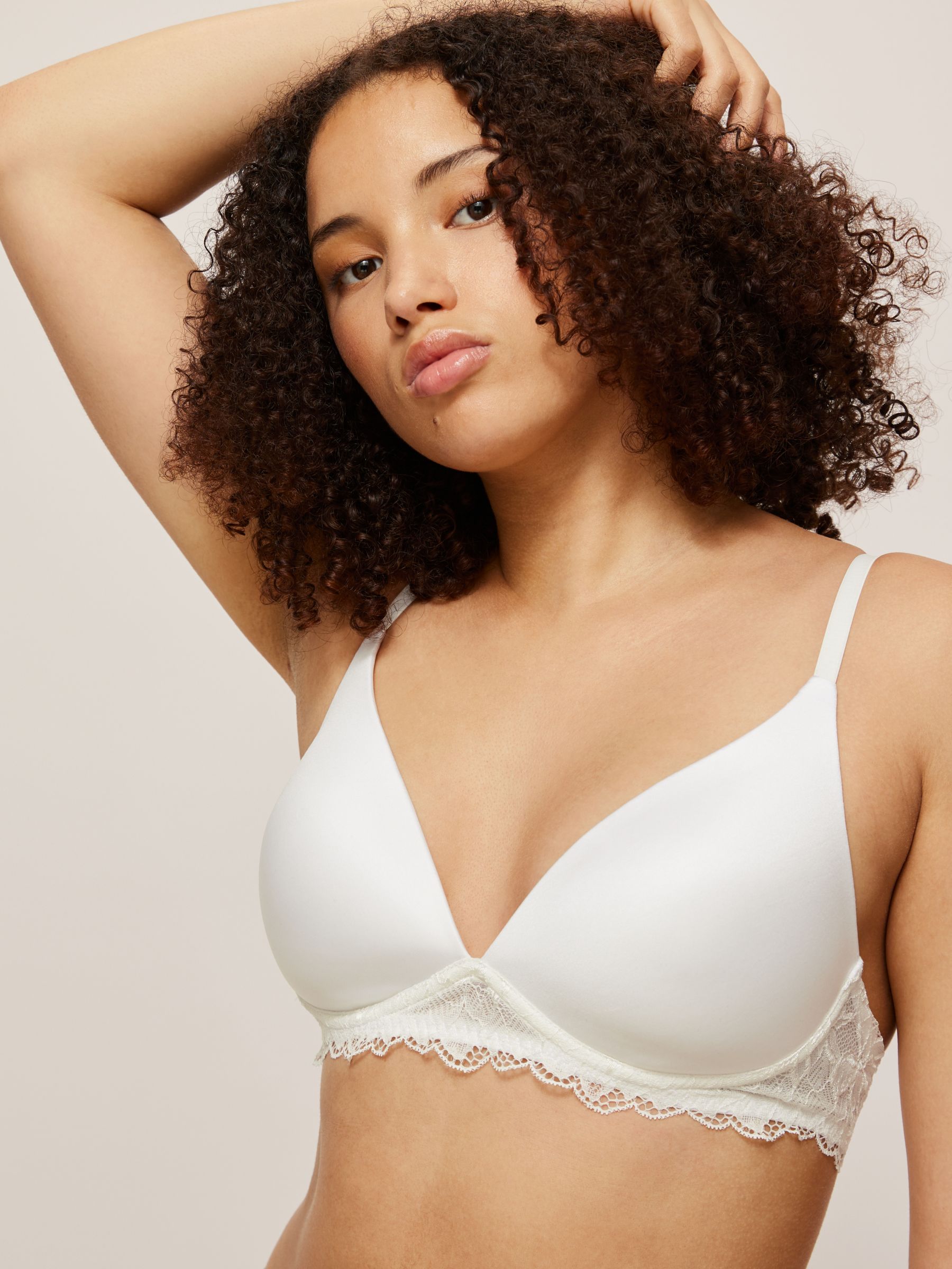 John Lewis ANYDAY Willow Lace Detail Non-Wired Bra, Ivory, 30B