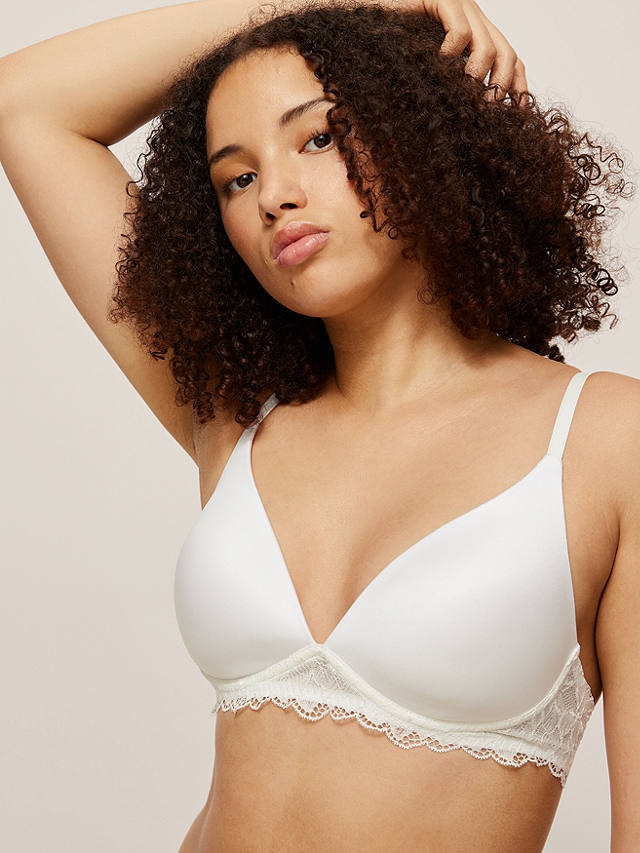 John Lewis ANYDAY Willow Lace Detail Non-Wired Bra, Ivory
