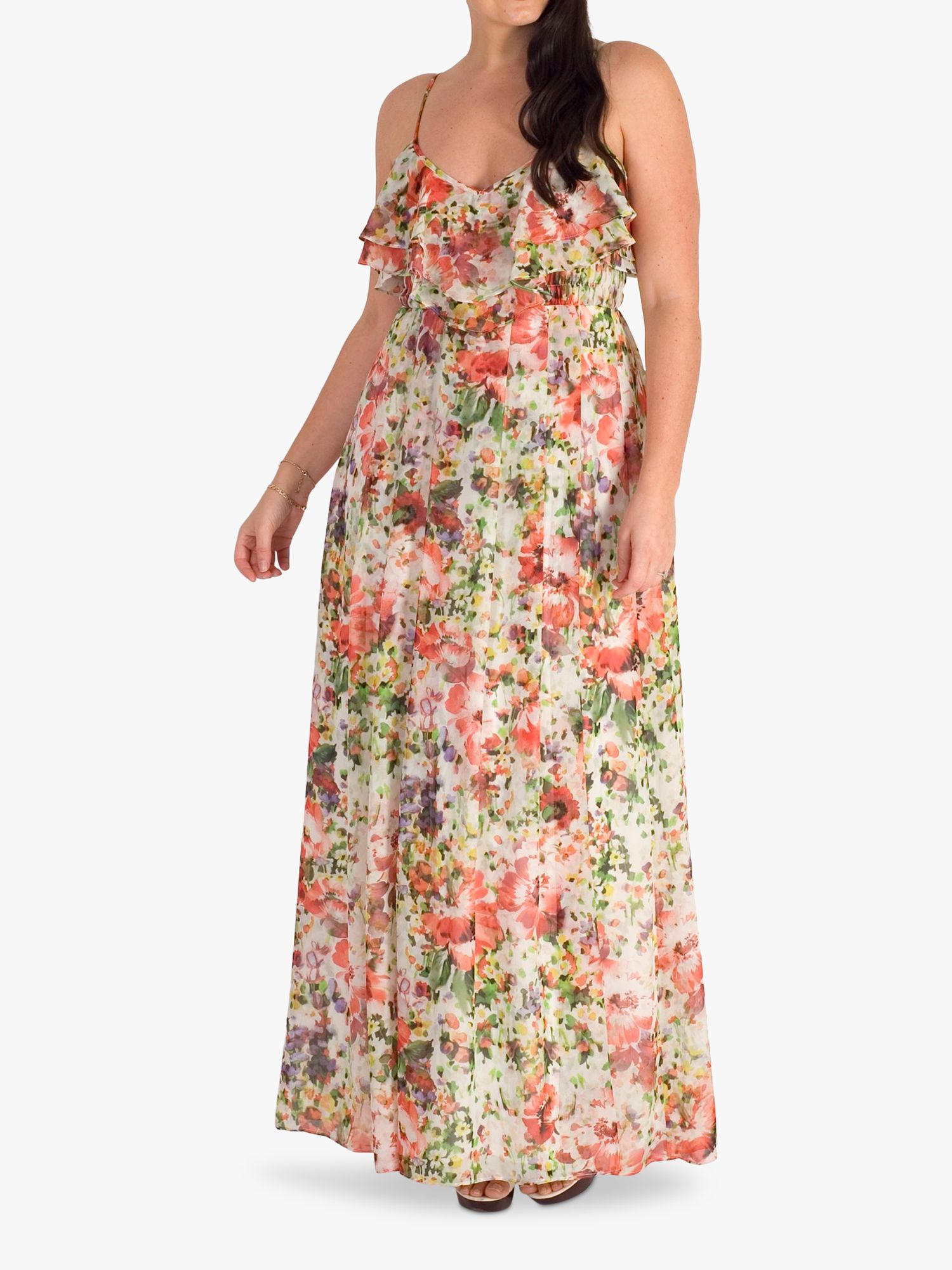 chesca Floral Chiffon Maxi Dress, Multi, 12