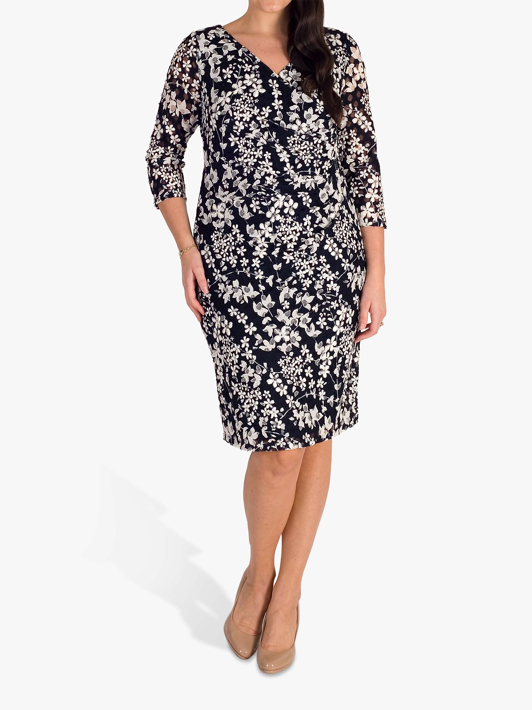 Buy chesca Floral Midi Dress, Navy/White Online at johnlewis.com