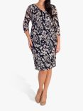 chesca Floral Midi Dress, Navy/White