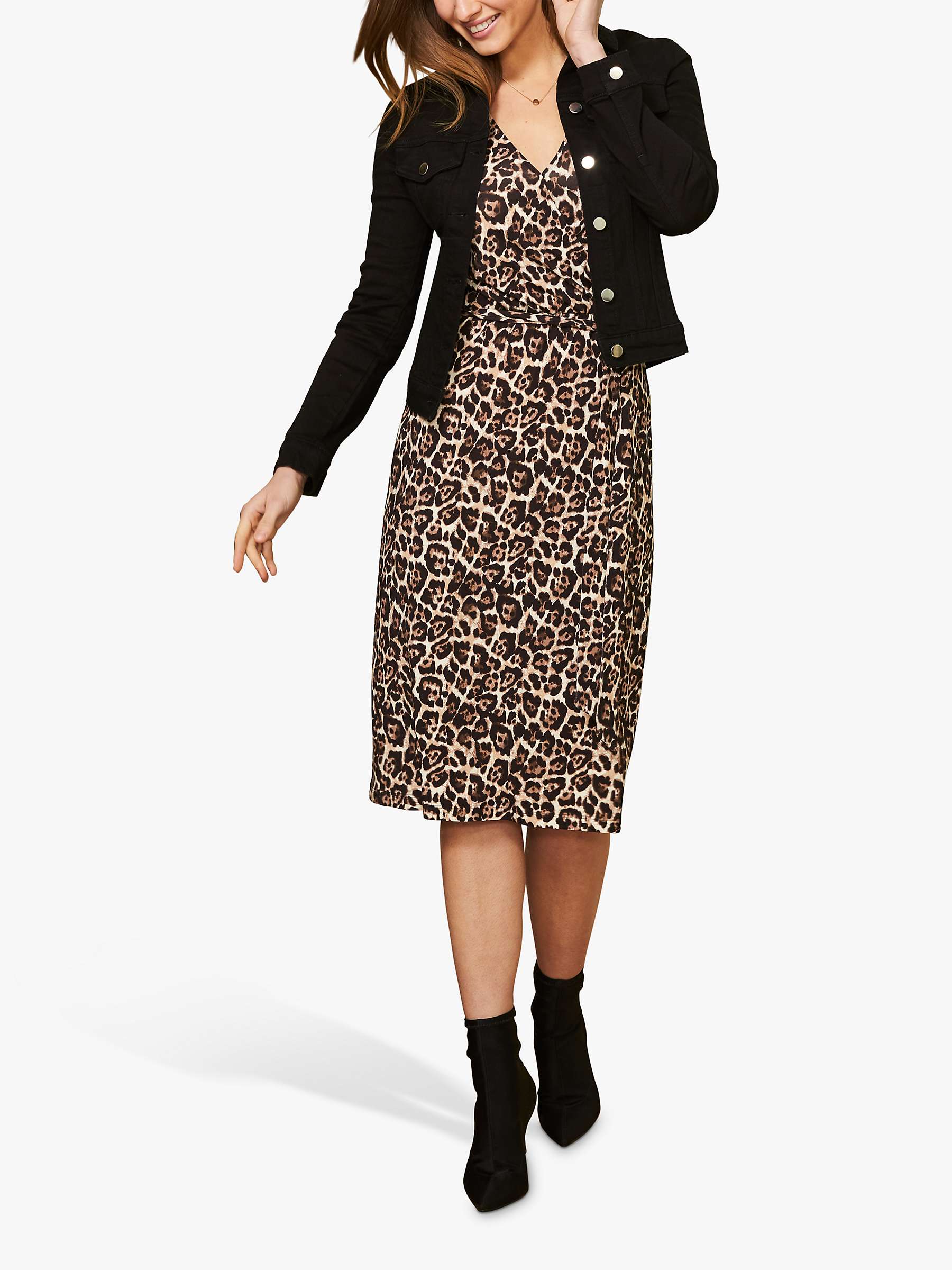 Buy Sosandar Leopard Print Tie Waist Wrap Dress, Multi Online at johnlewis.com