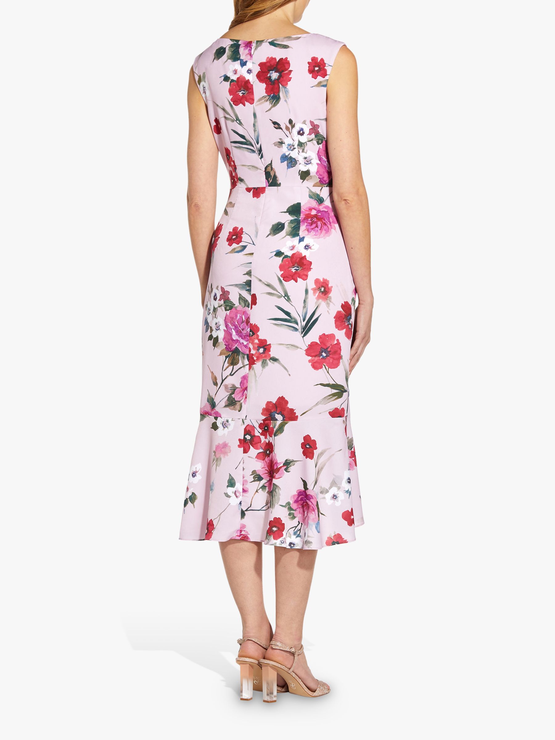 Adrianna Papell Floral Print Sleeveless Midi Dress, Pink/Multi