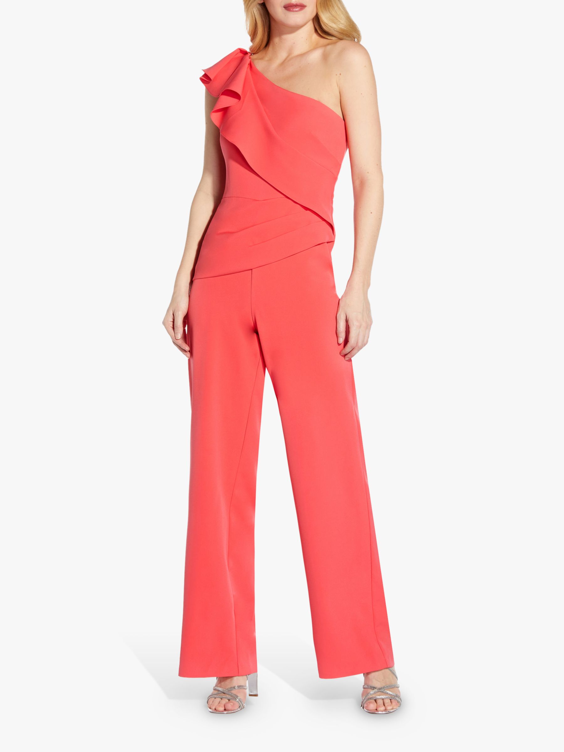 Adrianna Papell Crepe Draped Jumpsuit, Sweet Guava