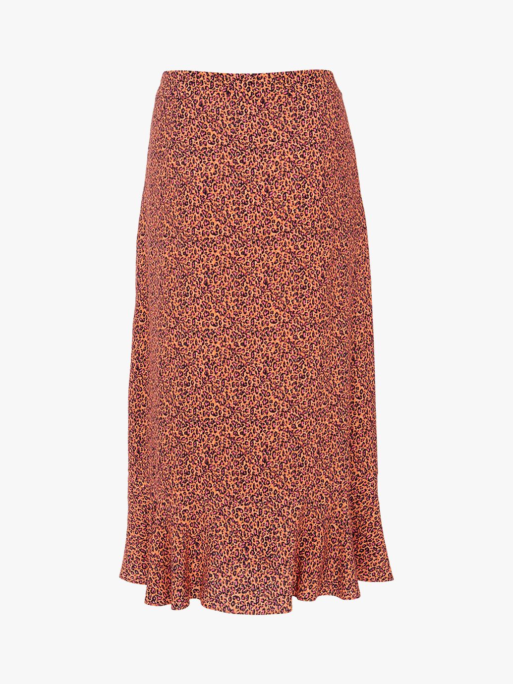 Mint Velvet Ella Leopard Print Midi Skirt, Orange