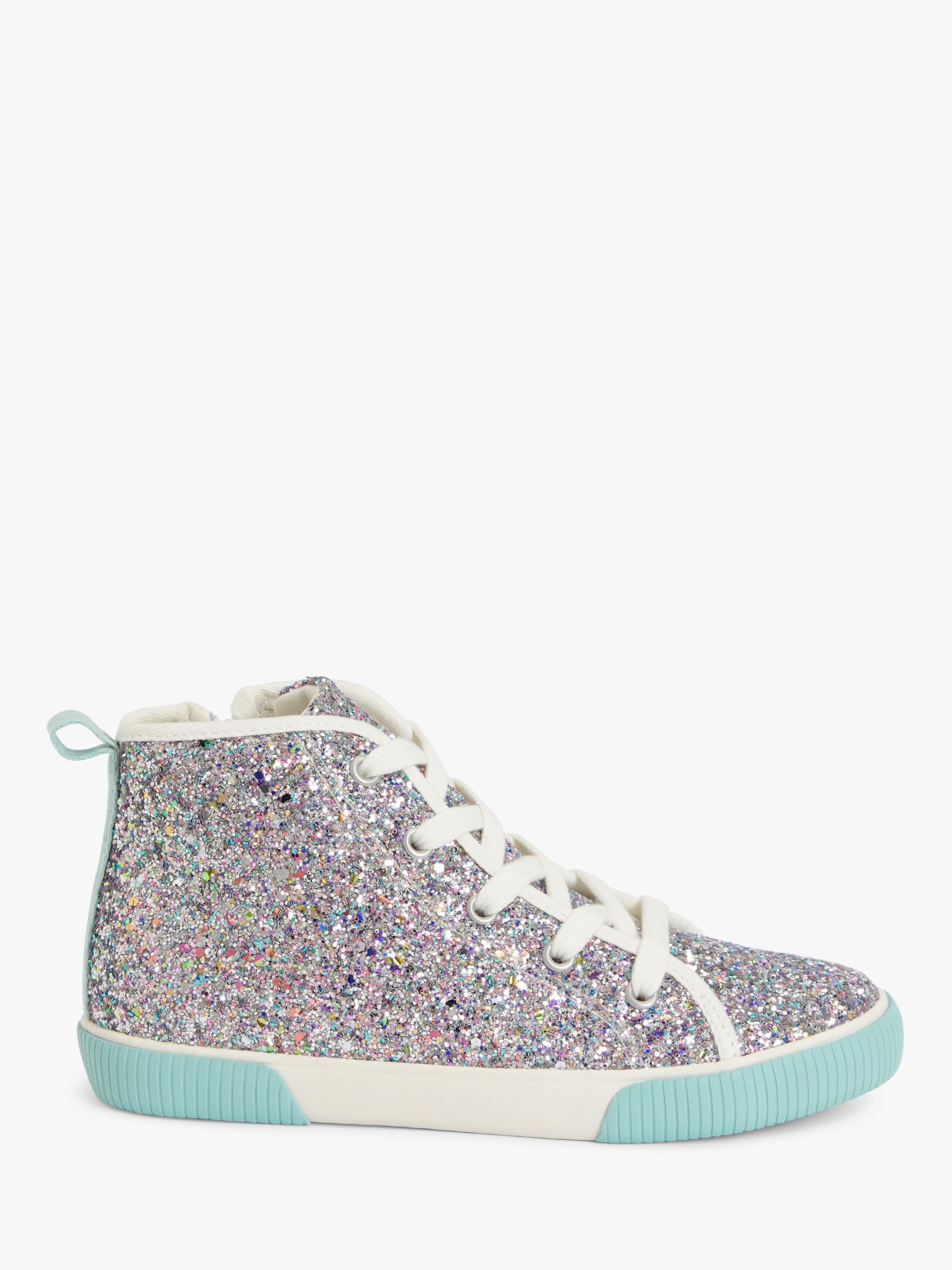 John Lewis & Partners Children's Bella High Top Trainers Turquoise Glitter 10 Jnr unisex Upper: synthetic, Sole: rubber