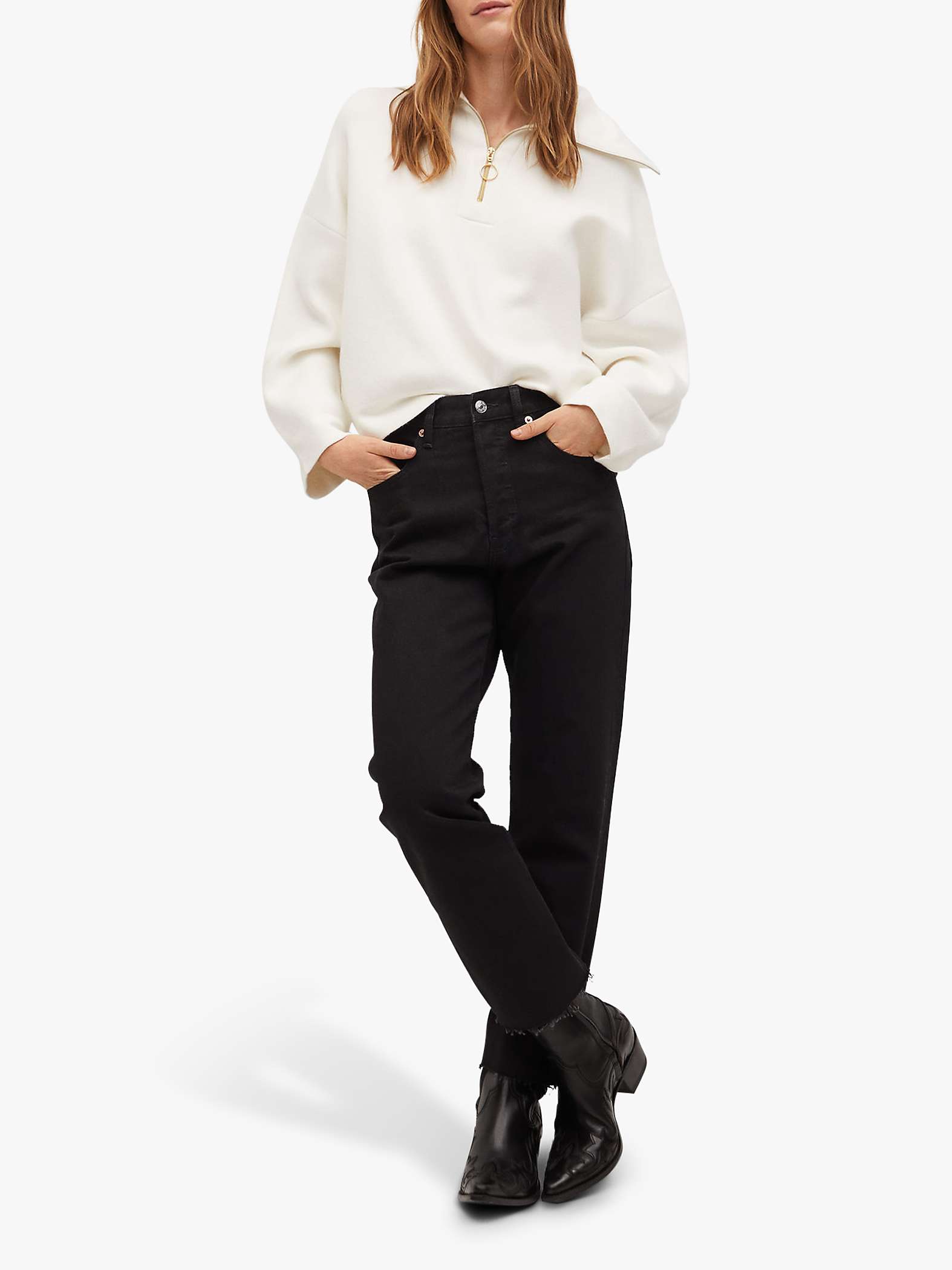 Buy Mango Ankle Length Straight Fit Jeans Online at johnlewis.com