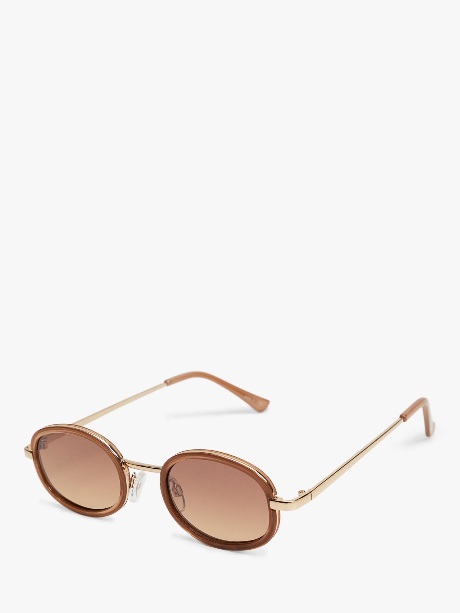 Mango Rounded Frame Sunglasses, Medium Brown