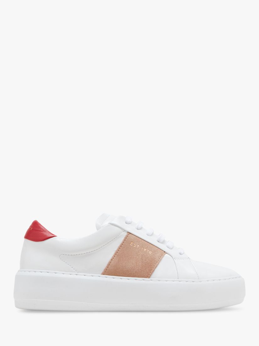 Jigsaw Riva Leather Platform Trainers, White/Red