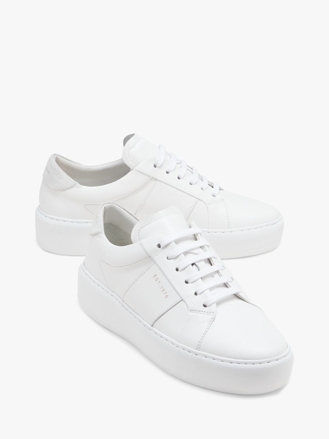 Buy Jigsaw Riva Leather Platform Trainers, White Online at johnlewis.com
