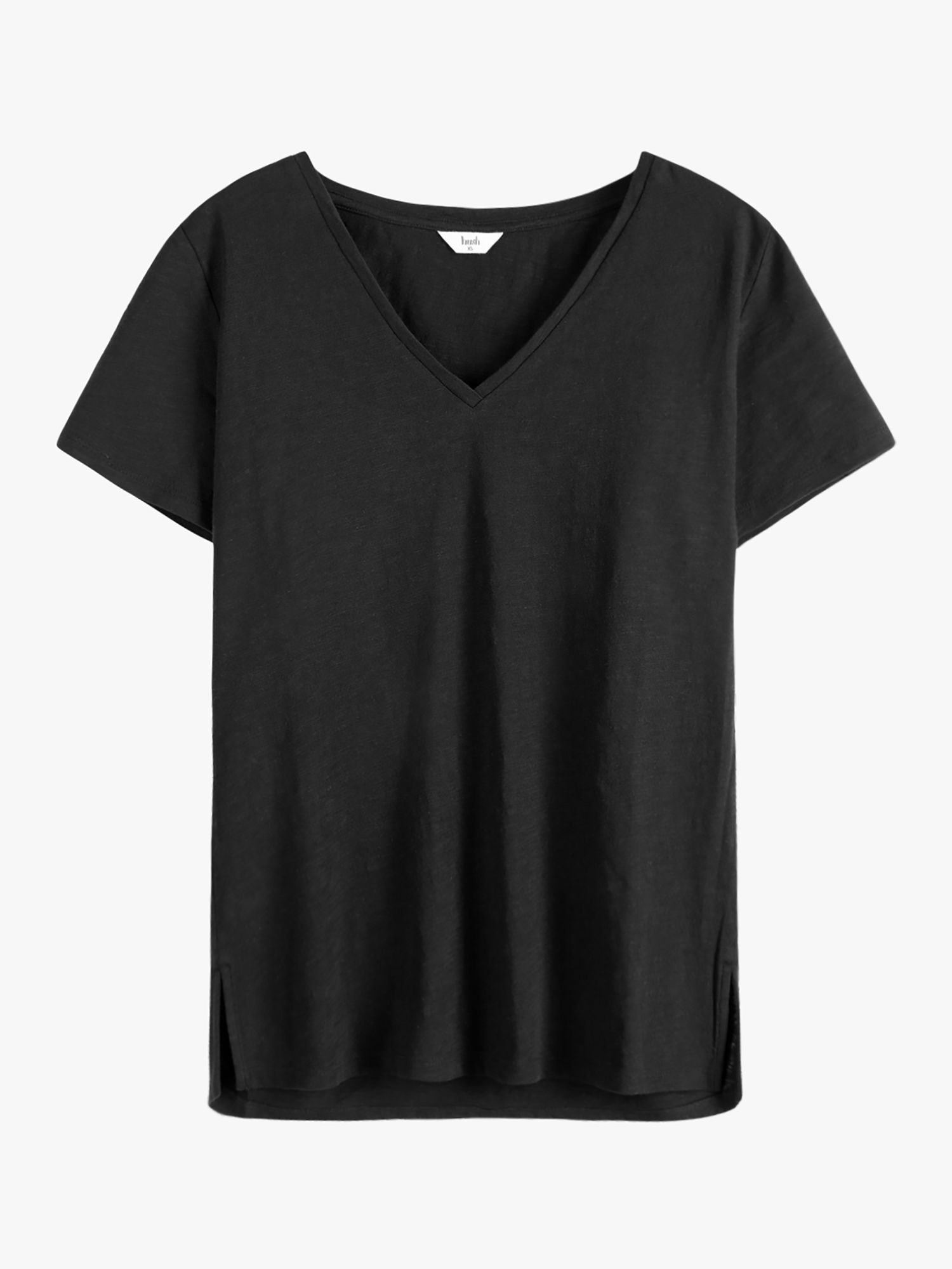 hush Cotton Cali Slub V-Neck T-Shirt, Black at John Lewis & Partners