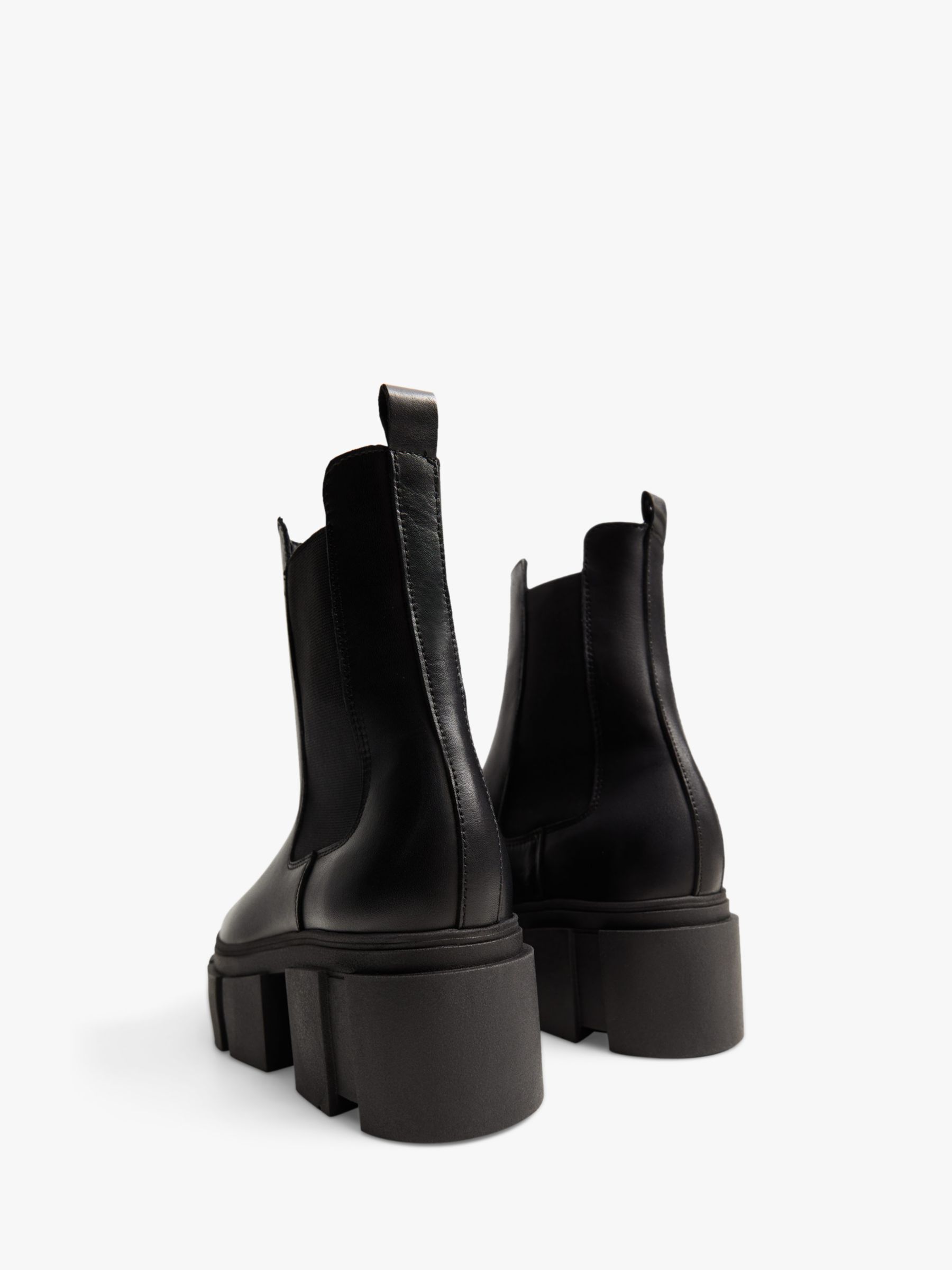Buy Mango Leather Track Block Heel Shoes, Black Online at johnlewis.com