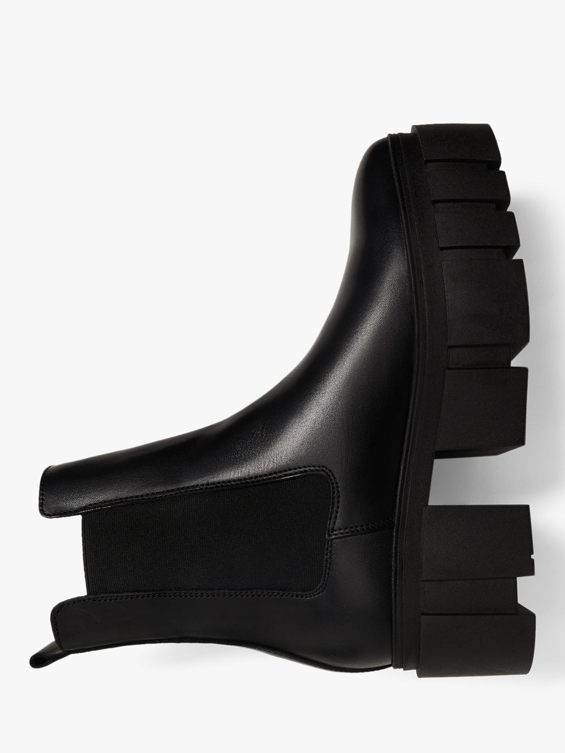 Buy Mango Leather Track Block Heel Shoes, Black Online at johnlewis.com