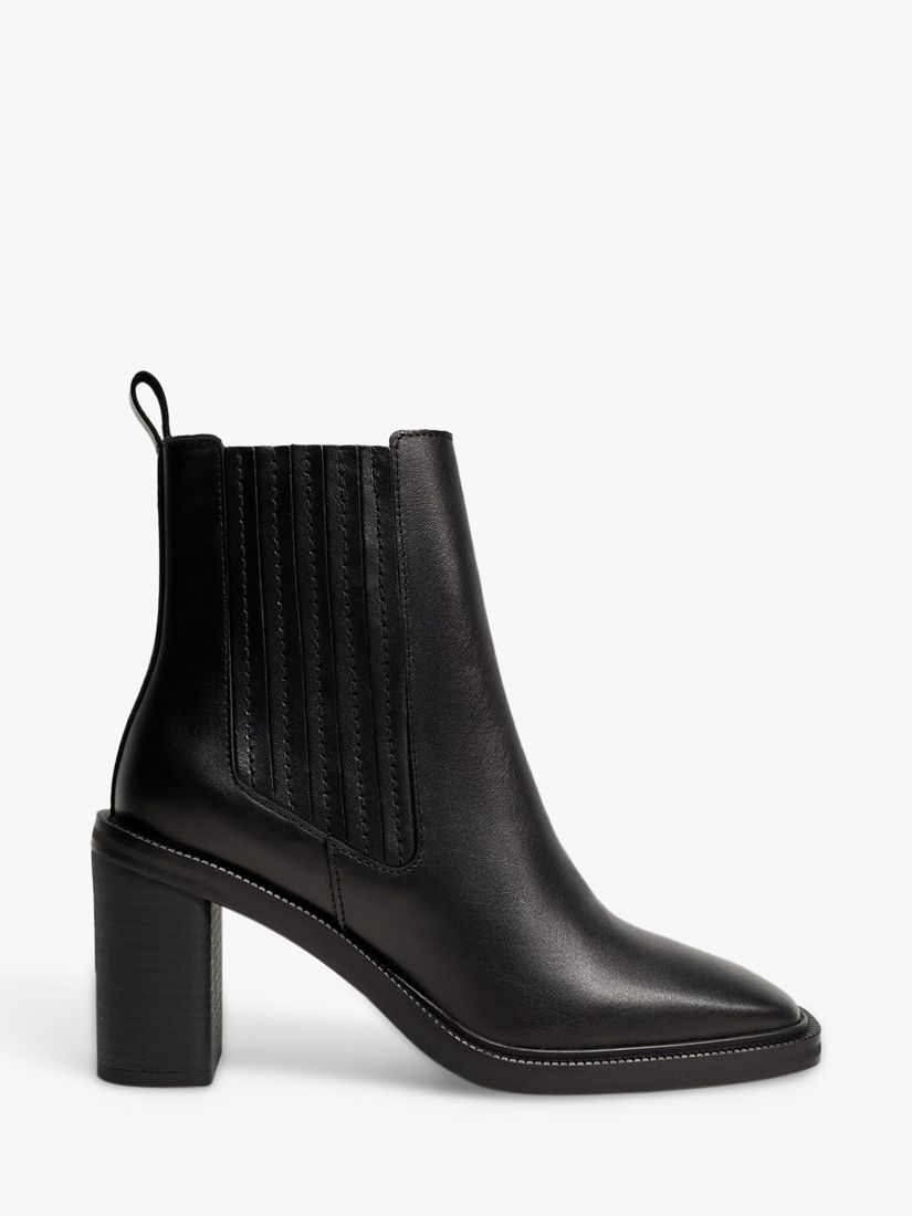 Mango Panelled Leather Ankle Boots, Black at John Lewis & Partners
