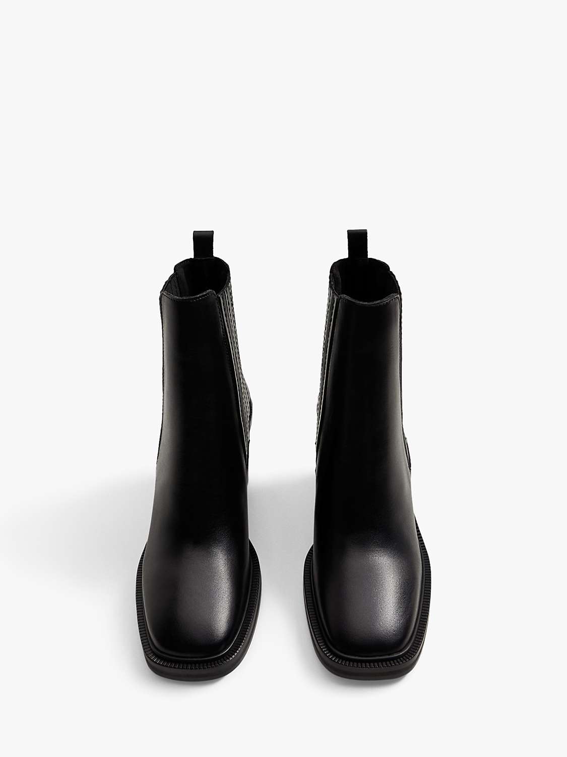Mango Panelled Leather Ankle Boots, Black at John Lewis & Partners