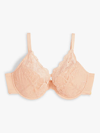 AND/OR Wren Lace Full Support Underwired Plunge Bra, E-G Cup Sizes, Natural