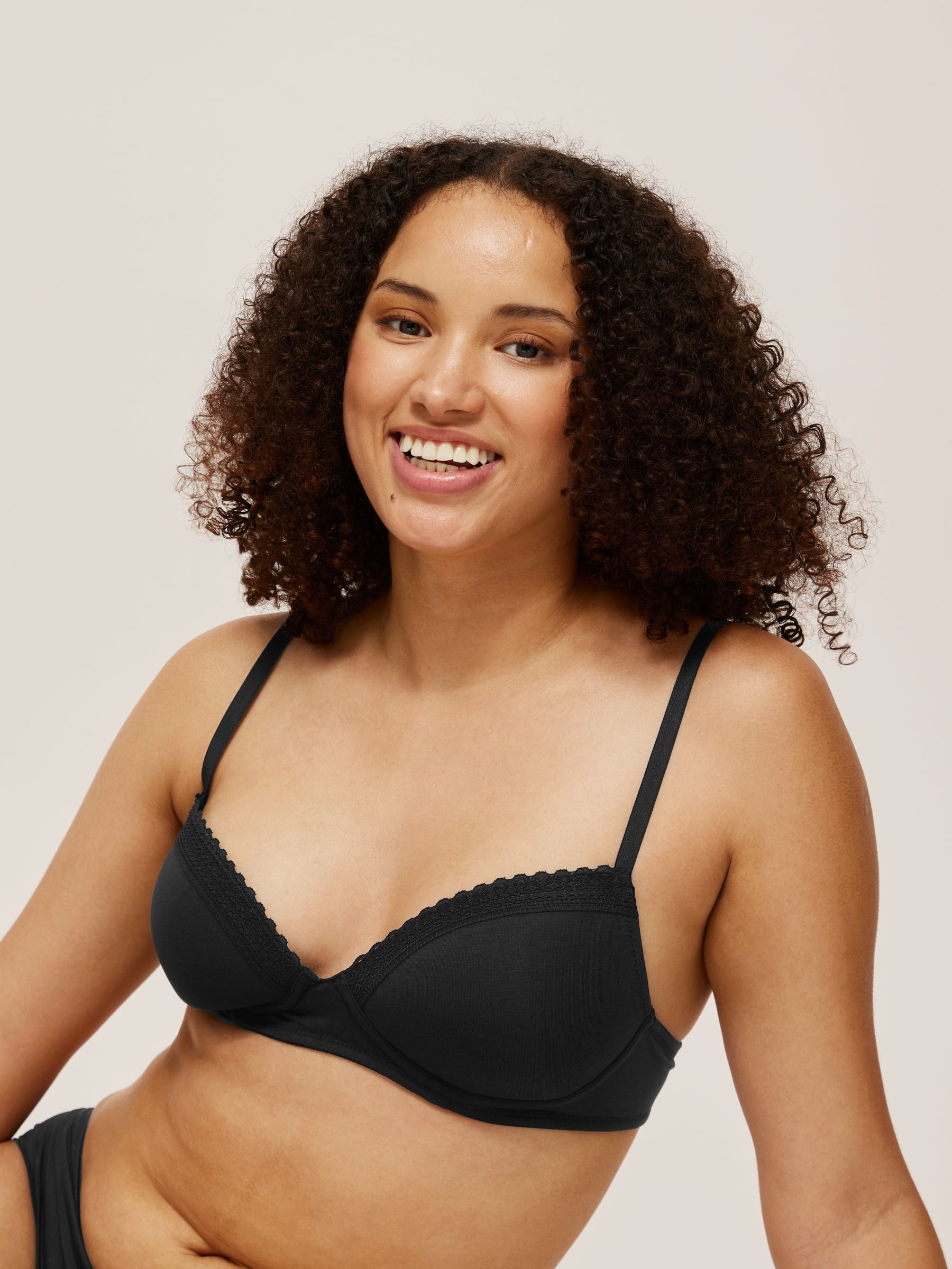 Black Bra 32A Non Wired Gentle Support Teens Non Padded Cotton John Lewis
