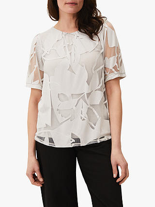 Phase Eight Matisee Burnout Print Top, Soft Grey