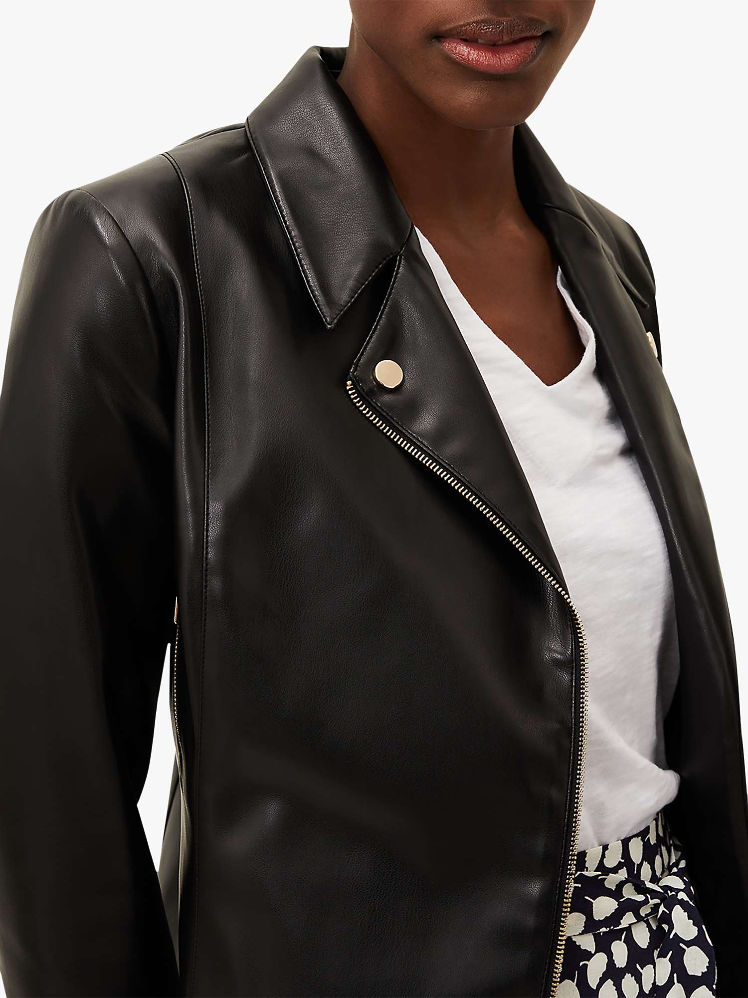 Buy Phase Eight Wendie Faux Leather Biker Jacket, Black Online at johnlewis.com