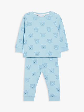 John Lewis Baby Bear Print Pyjamas, Blue