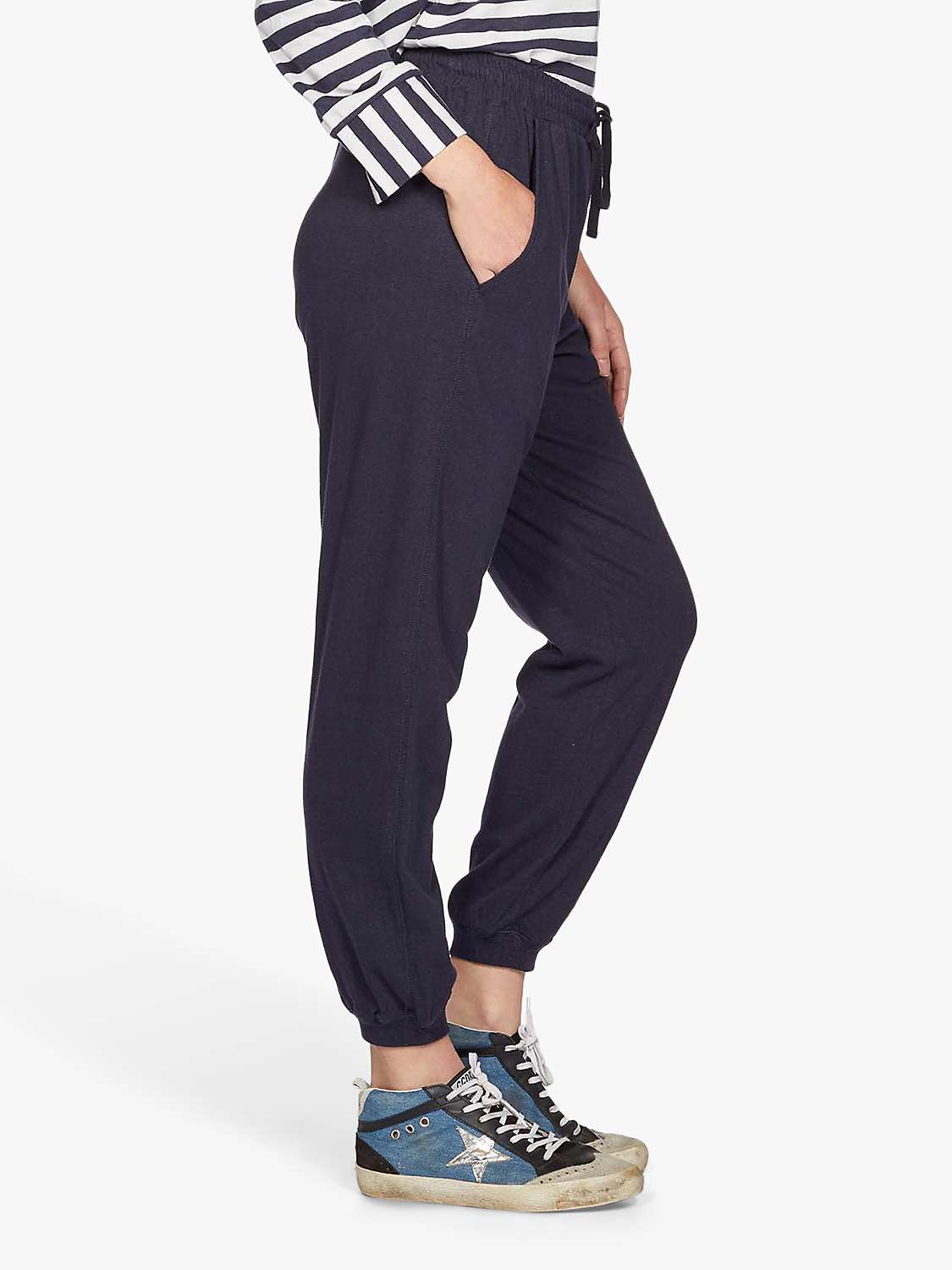 Buy Thought Cecilia Tie Waist Joggers, Navy Online at johnlewis.com