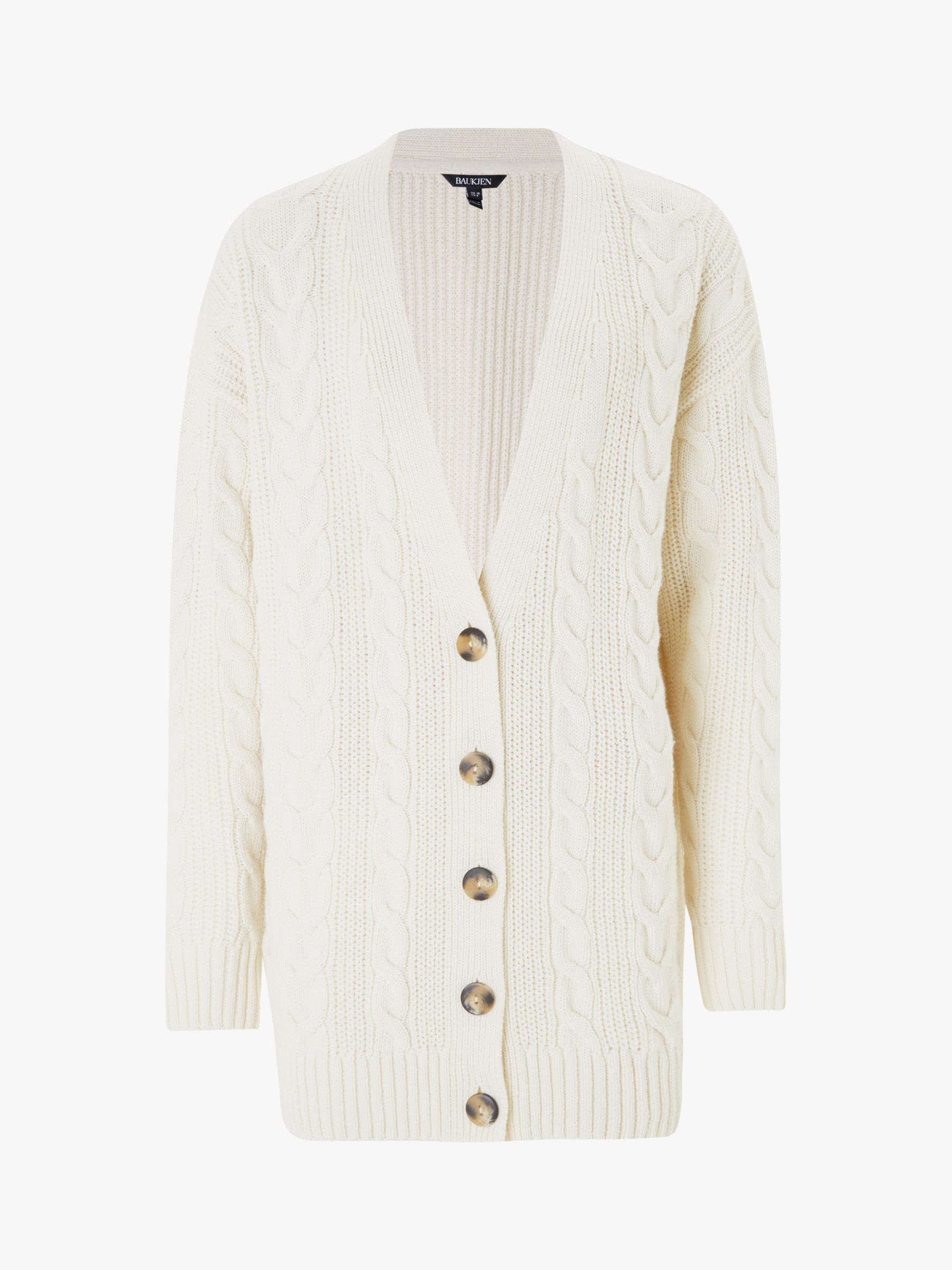Baukjen Clara Cable Knit Cardigan, Soft White at John Lewis & Partners