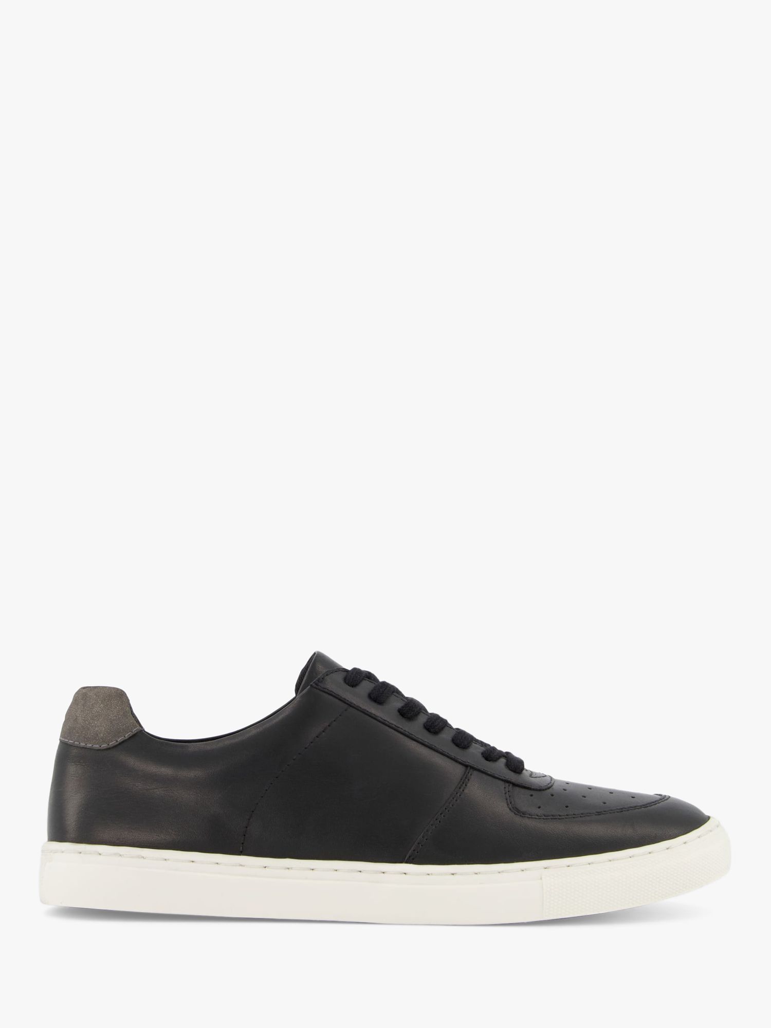 Dune Thrive Leather Retro Trainers, Black at John Lewis & Partners