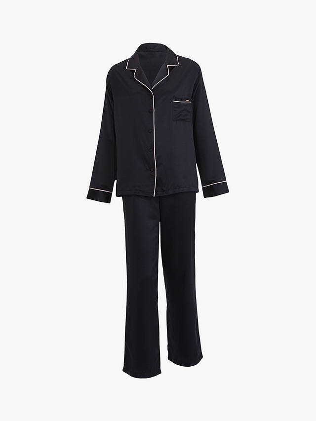 Bluebella Claudia Satin Trouser Pyjama Set, Black