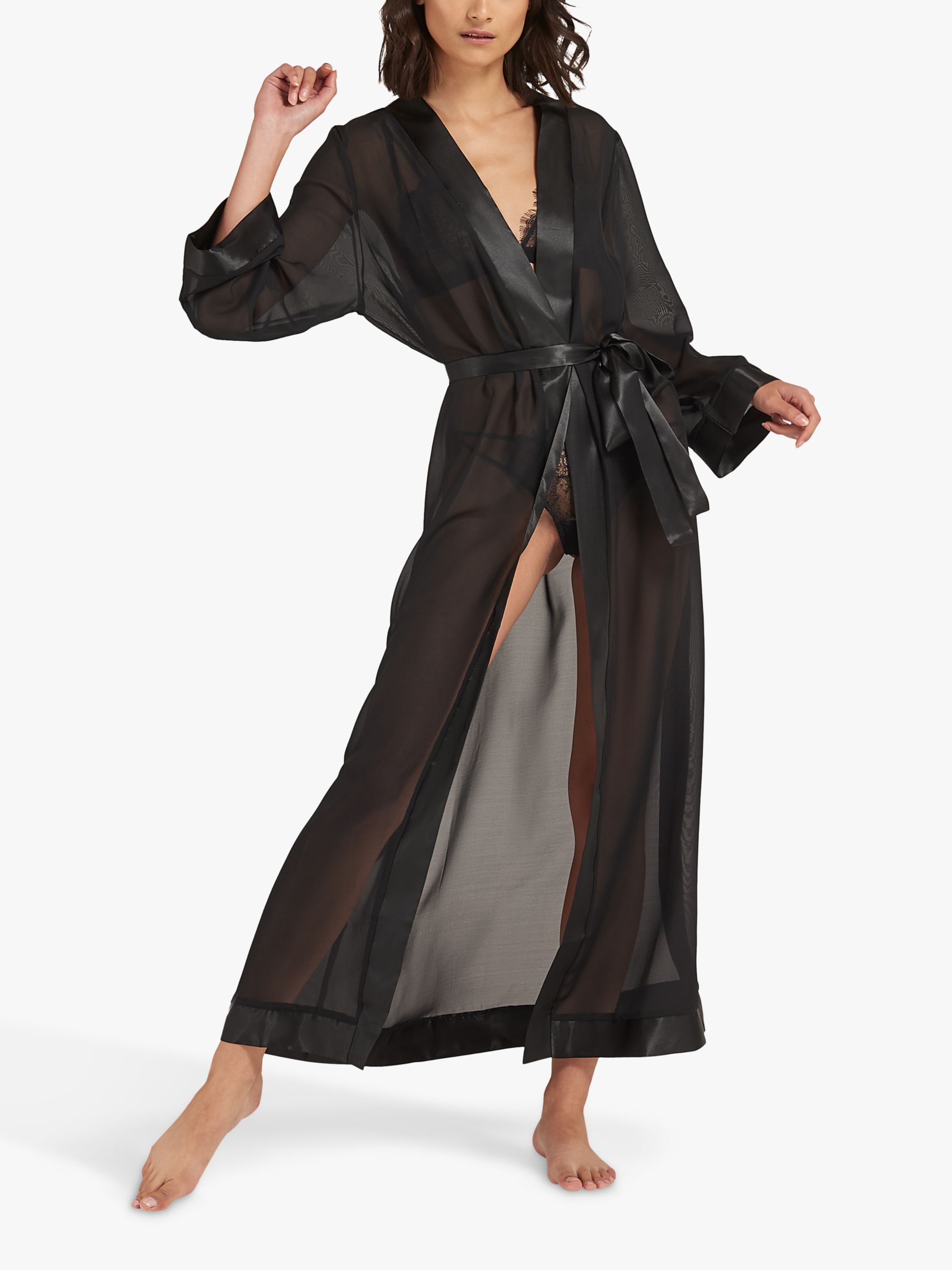 Bluebella Marcella Full-Length Chiffon Kimono, Black at John Lewis &  Partners