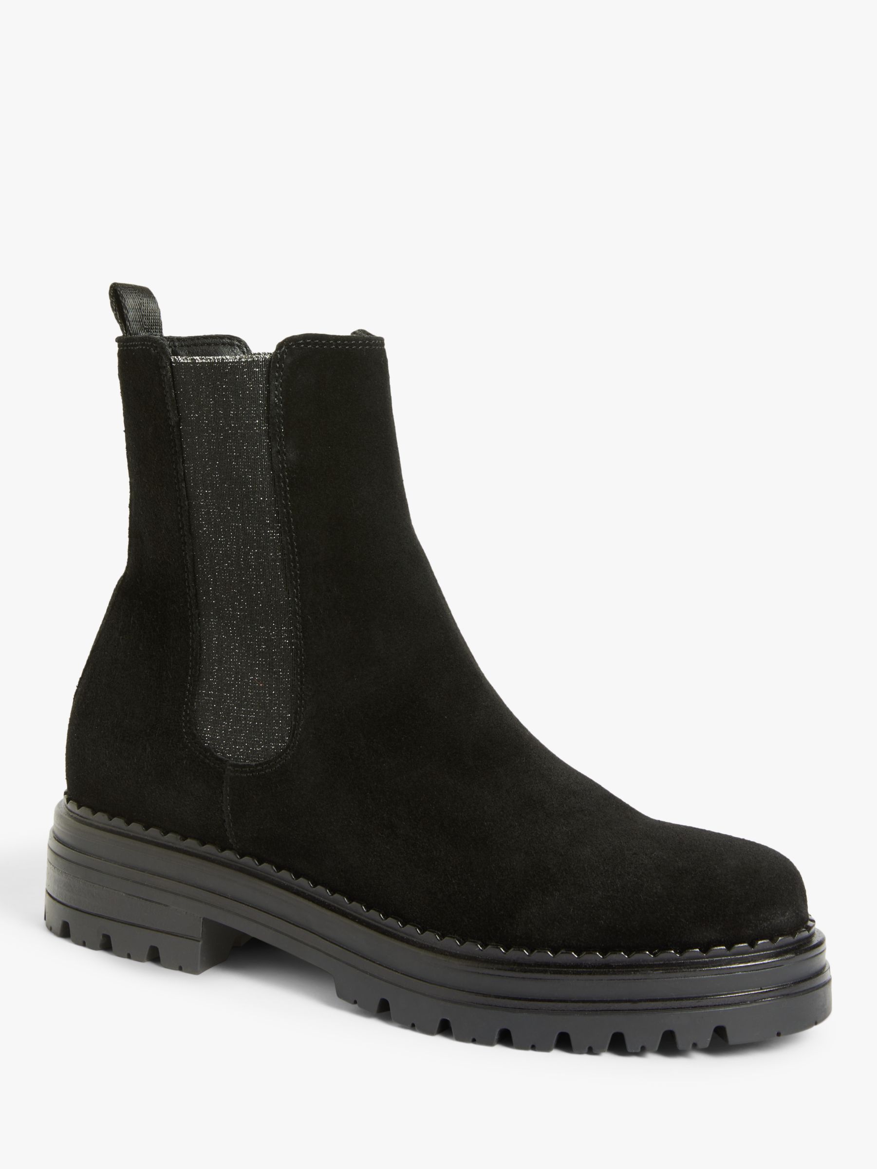 AND/OR Prisha Suede Chunky Chelsea Boots, Black at John Lewis & Partners