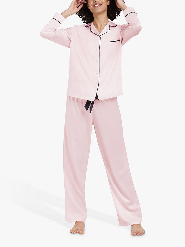 Bluebella Claudia Satin Trouser Pyjama Set, Pale Pink